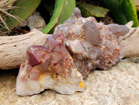 Natural Red Hematoid Quartz Clusters x 3 From Karoi, Zimbabwe