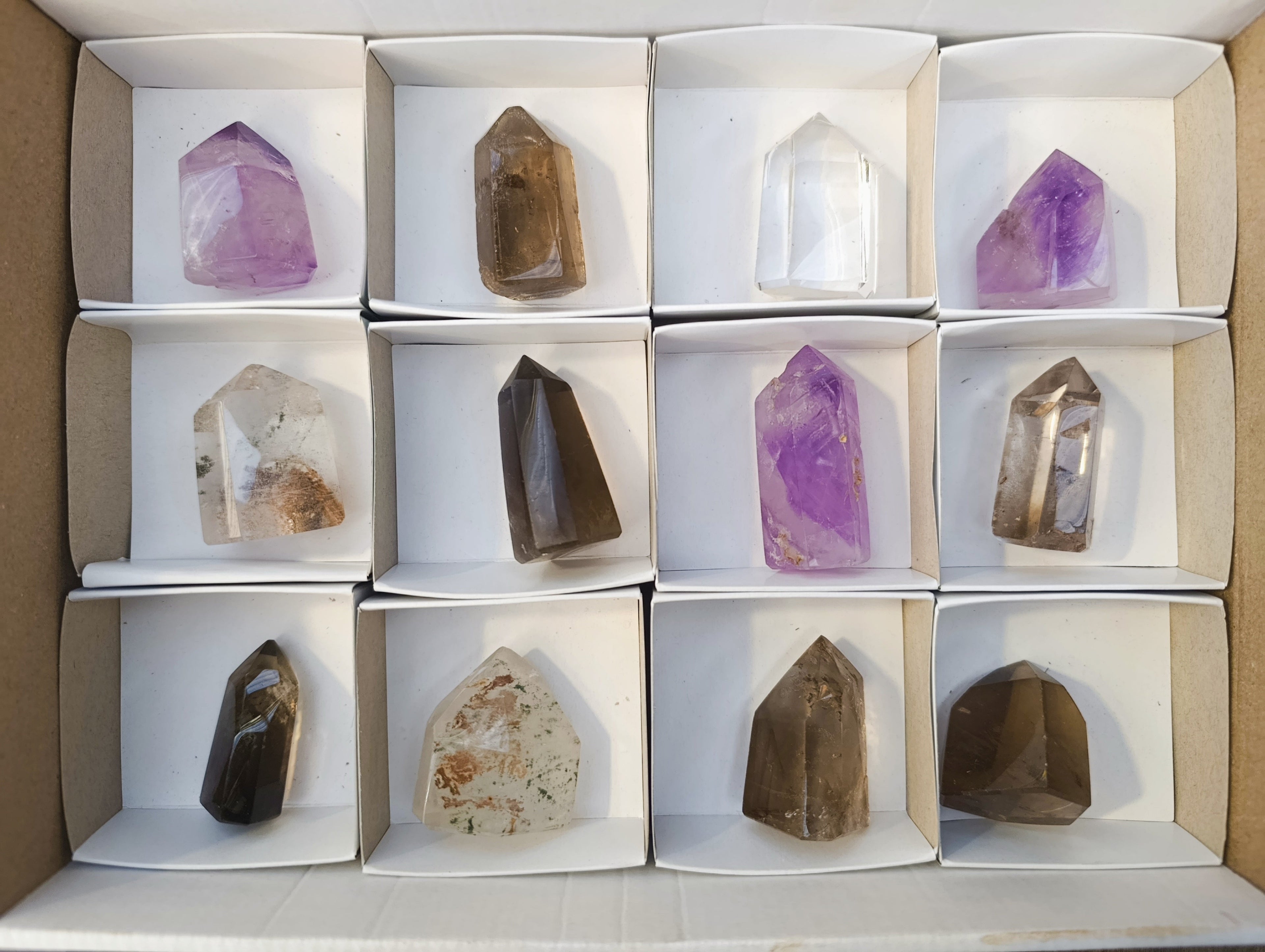 Polished Mix of Selected Crystal Points x 12 From Madagascar - Toprock Gemstones and Minerals 
