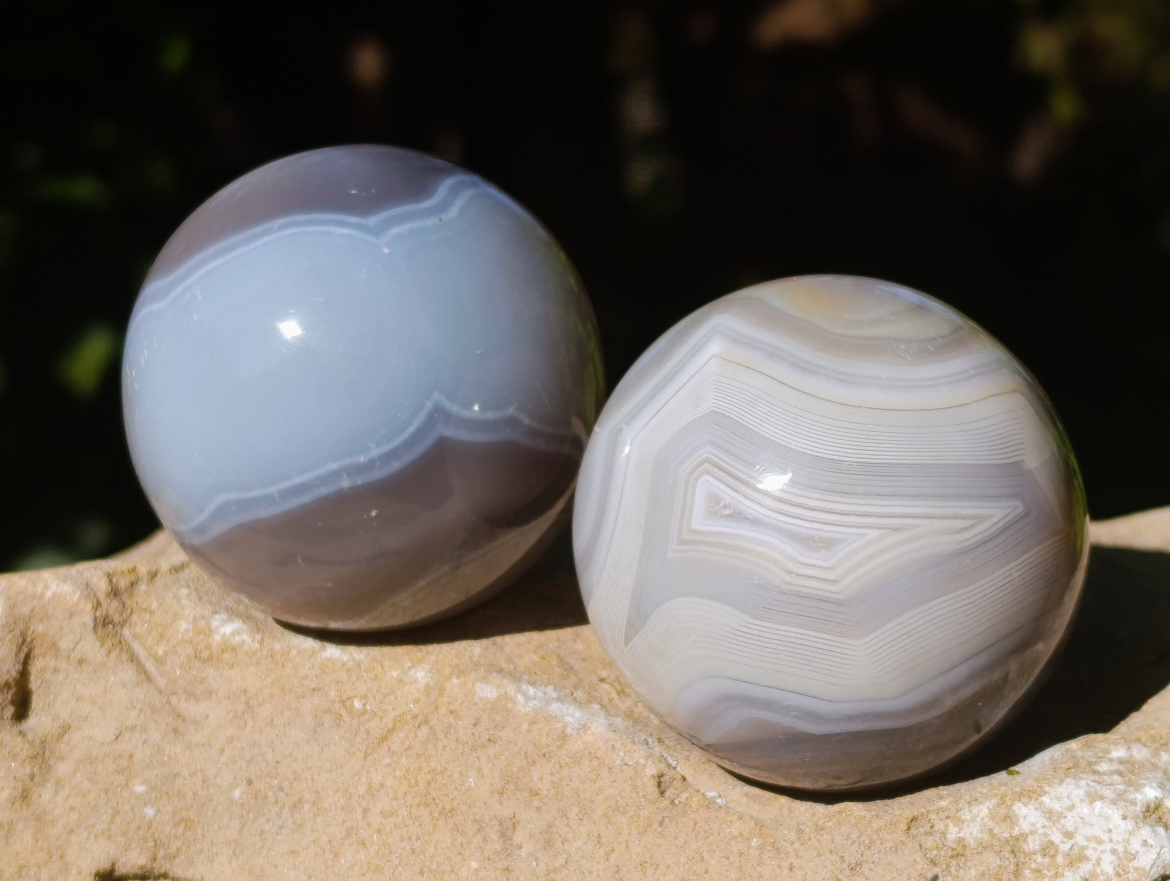 Polished Banded Agate Spheres x 5 From Madagascar - Toprock Gemstones and Minerals 