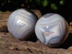Polished Banded Agate Spheres x 5 From Madagascar - Toprock Gemstones and Minerals 