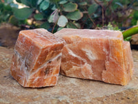 Natural Rhombohedral Sunset Orange Calcite Specimens x 12 From Spitzkop, Namibia - Toprock Gemstones and Minerals 