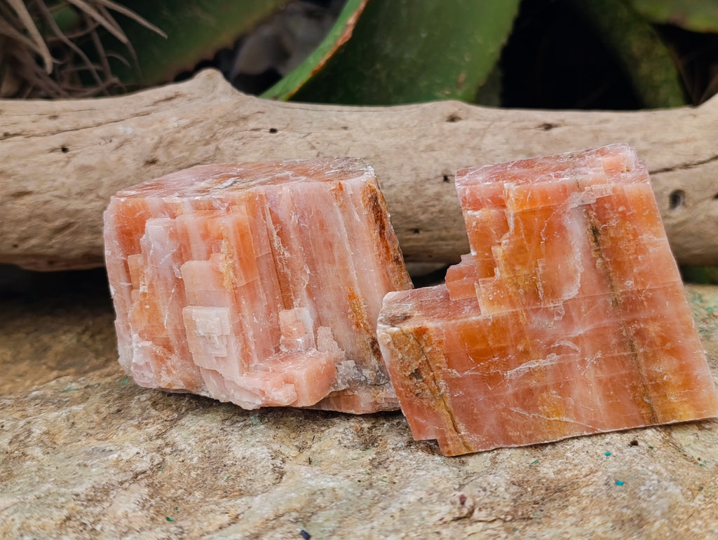 Natural Rhombohedral Sunset Orange Calcite Specimens x 12 From Spitzkop, Namibia - Toprock Gemstones and Minerals 