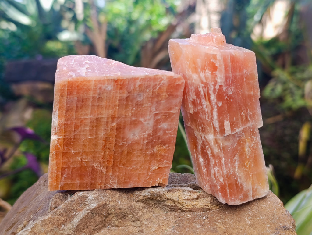 Natural Rhombohedral Sunset Orange Calcite Specimens x 12 From Spitzkop, Namibia - Toprock Gemstones and Minerals 