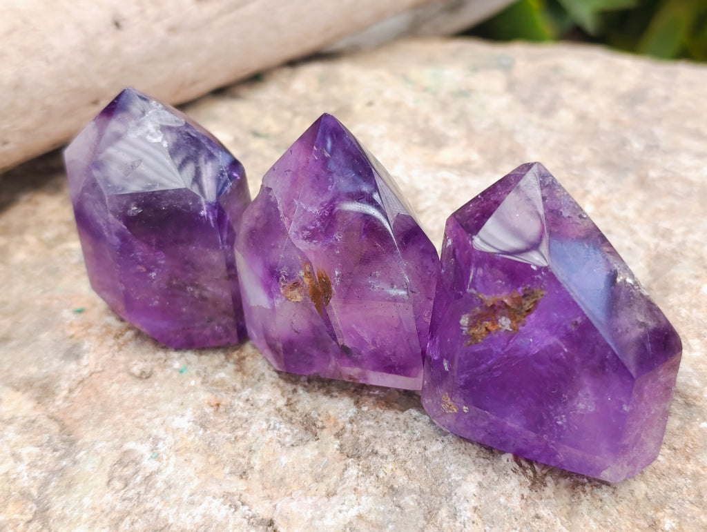 Polished Window Amethyst Quartz Points x 12 From Akansobe, Madagascar - Toprock Gemstones and Minerals 