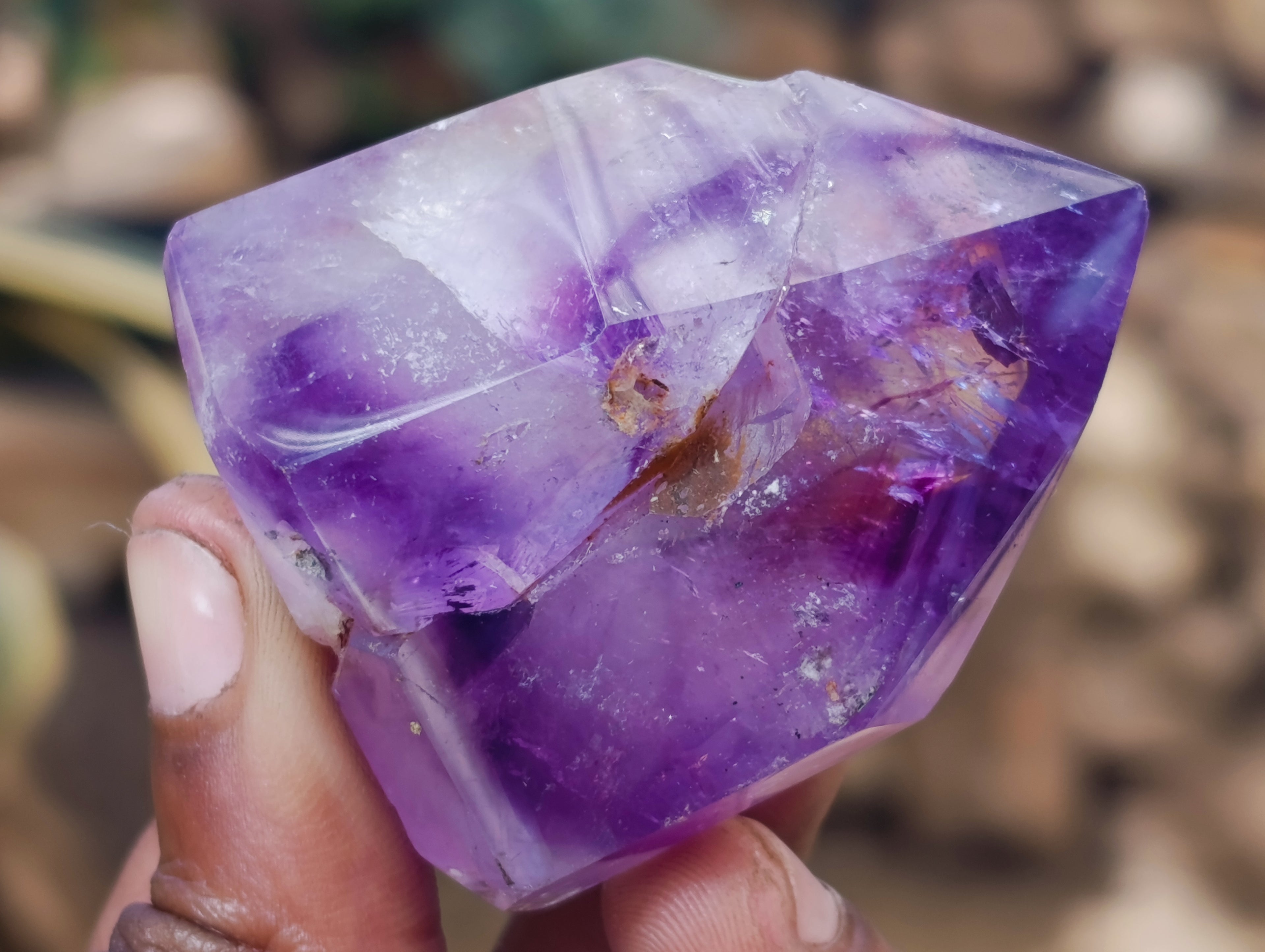 Polished Window Amethyst Quartz Points x 12 From Akansobe, Madagascar - Toprock Gemstones and Minerals 
