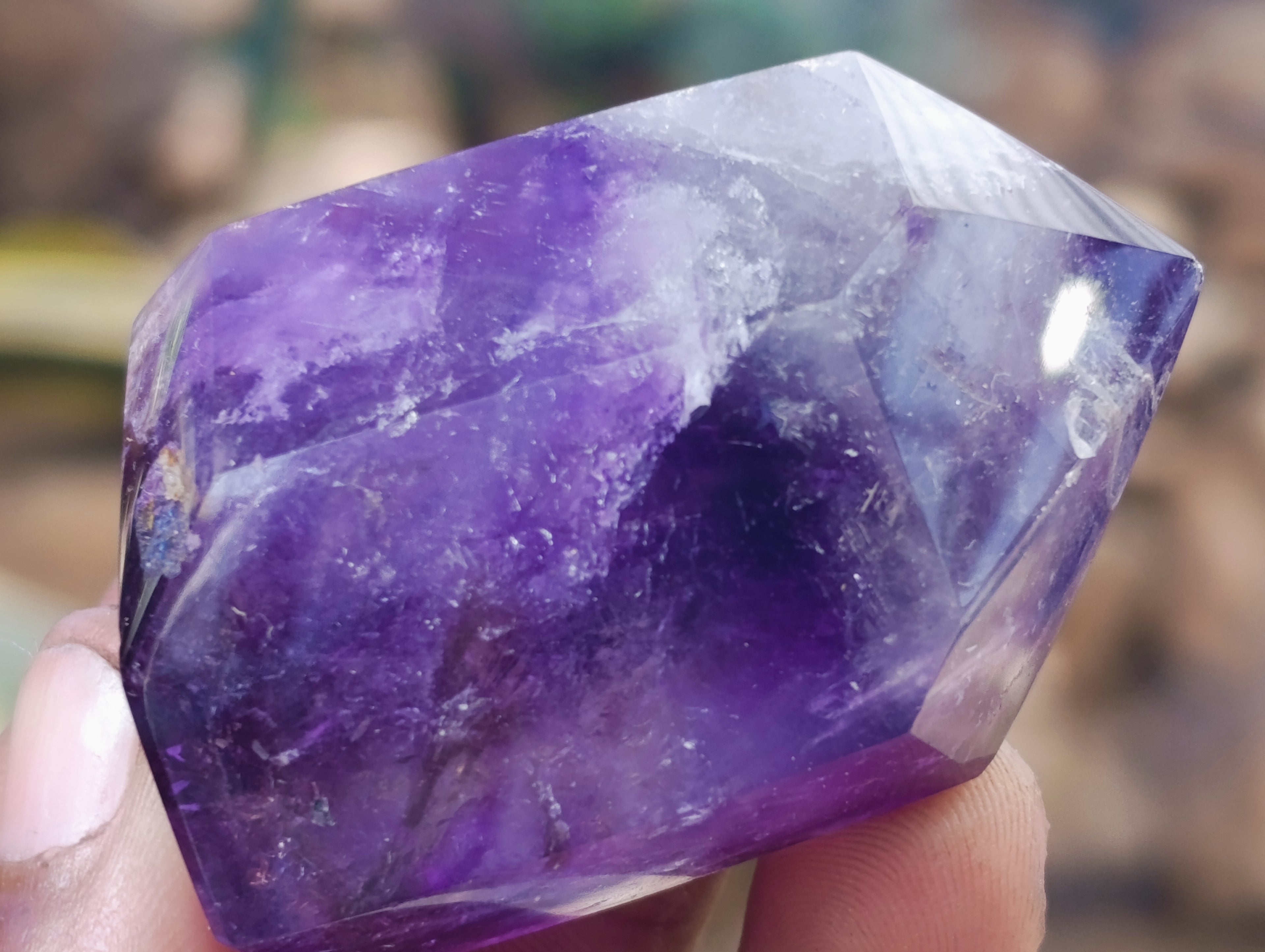 Polished Window Amethyst Quartz Points x 12 From Akansobe, Madagascar - Toprock Gemstones and Minerals 