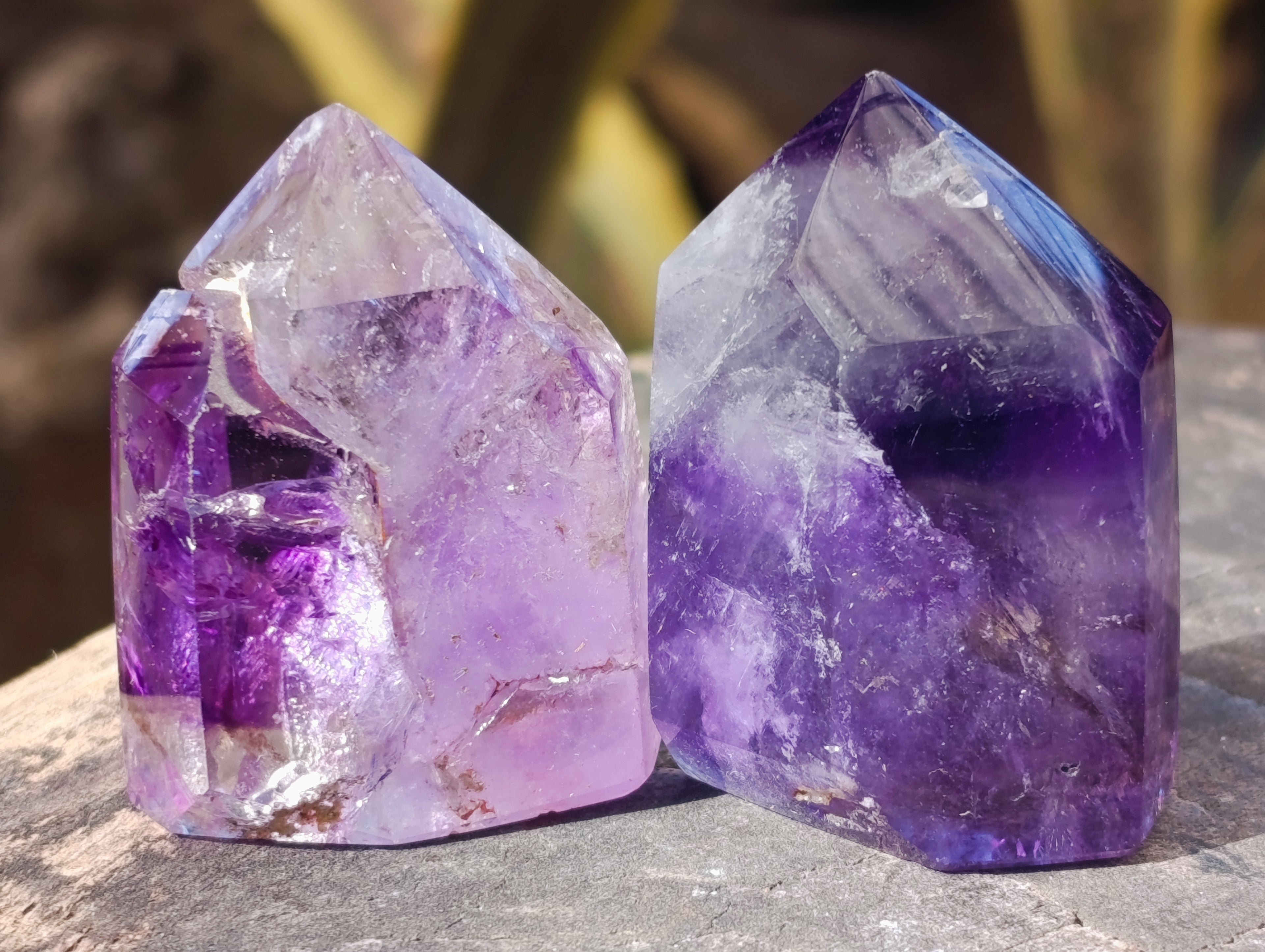 Polished Window Amethyst Quartz Points x 12 From Akansobe, Madagascar - Toprock Gemstones and Minerals 