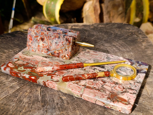 Polished Brecciated Red Jasper Desk Set - Sold Per Item - From South Africa