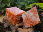 Natural Rhombohedral Sunset Orange Calcite Specimens x 6 From Spitzkop, Namibia - Toprock Gemstones and Minerals 