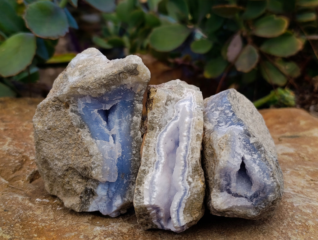 Natural Blue Lace Agate Geodes x 12 From Nsanje, Malawi - Toprock Gemstones and Minerals 