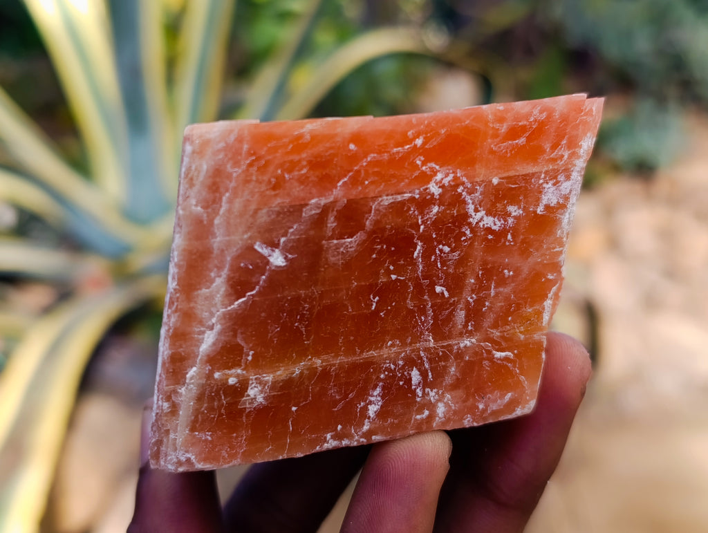 Natural Rhombohedral Sunset Orange Calcite Specimens x 4 From Spitzkop, Namibia - Toprock Gemstones and Minerals 