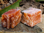 Natural Rhombohedral Sunset Orange Calcite Specimens x 4 From Spitzkop, Namibia - Toprock Gemstones and Minerals 