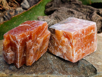 Natural Rhombohedral Sunset Orange Calcite Specimens x 4 From Spitzkop, Namibia