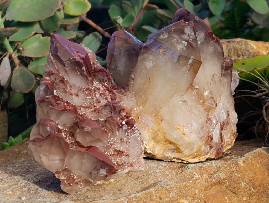 Natural Red Hematoid Quartz Clusters x 2 From Karoi, Zimbabwe - Toprock Gemstones and Minerals 