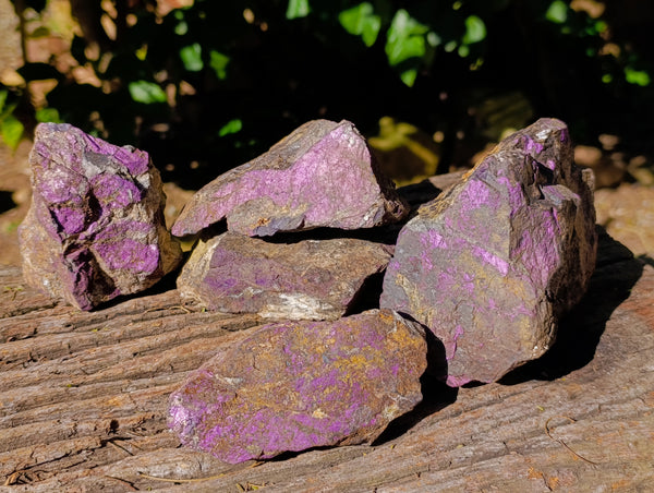 Natural Metallic Purpurite Cobbed Specimens x 5 From Erongo, Namibia