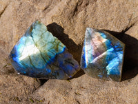 Polished On One Side Labradorite Plates x 35 From Tulear, Madagascar
