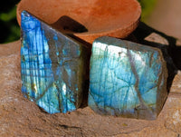 Polished On One Side Labradorite Plates x 35 From Tulear, Madagascar