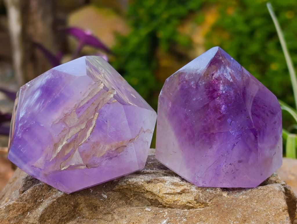 Polished Window Amethyst Quartz Crystals x 3 From Akansobe, Madagascar - Toprock Gemstones and Minerals 