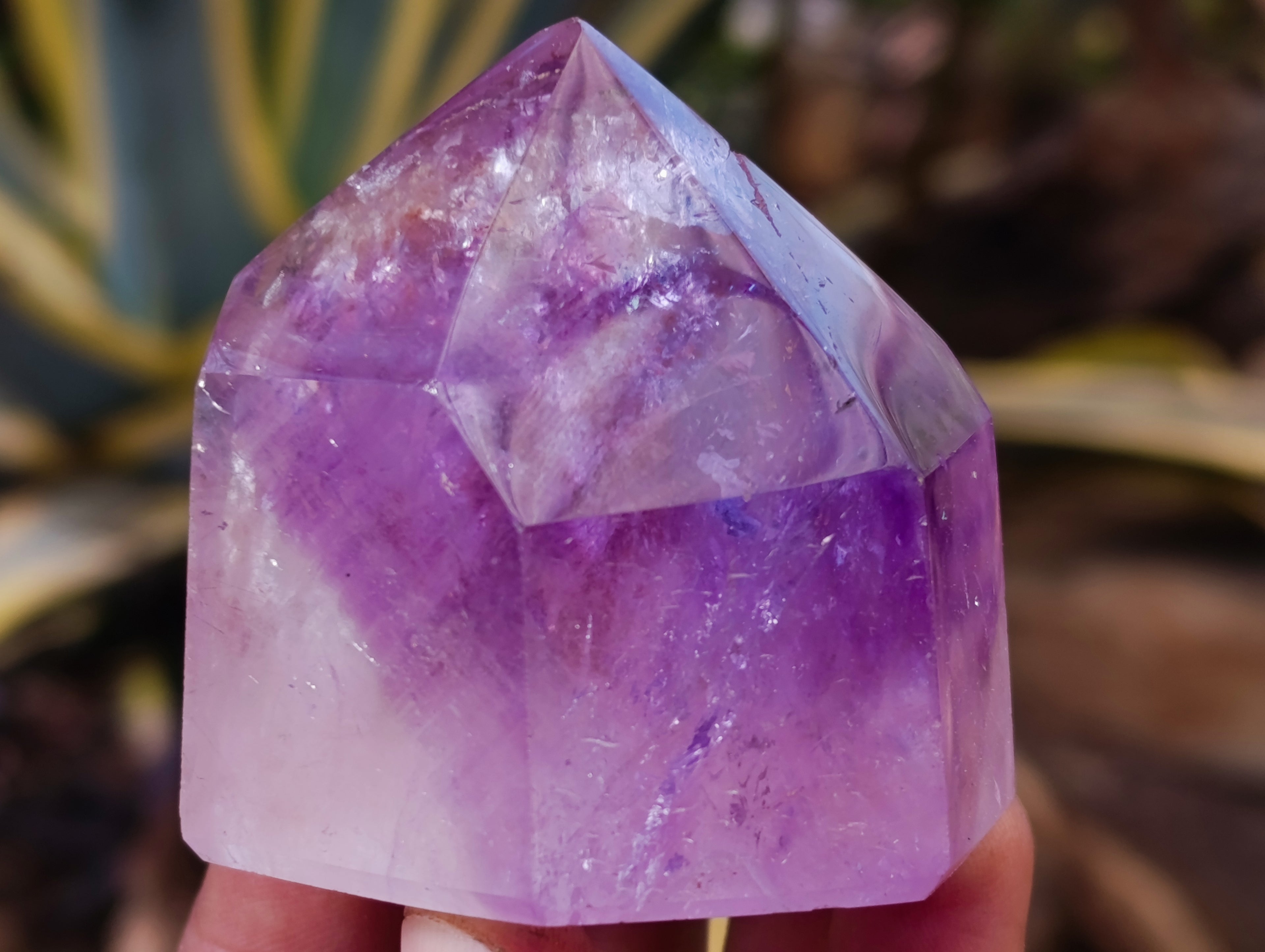 Polished Window Amethyst Quartz Crystals x 3 From Akansobe, Madagascar - Toprock Gemstones and Minerals 