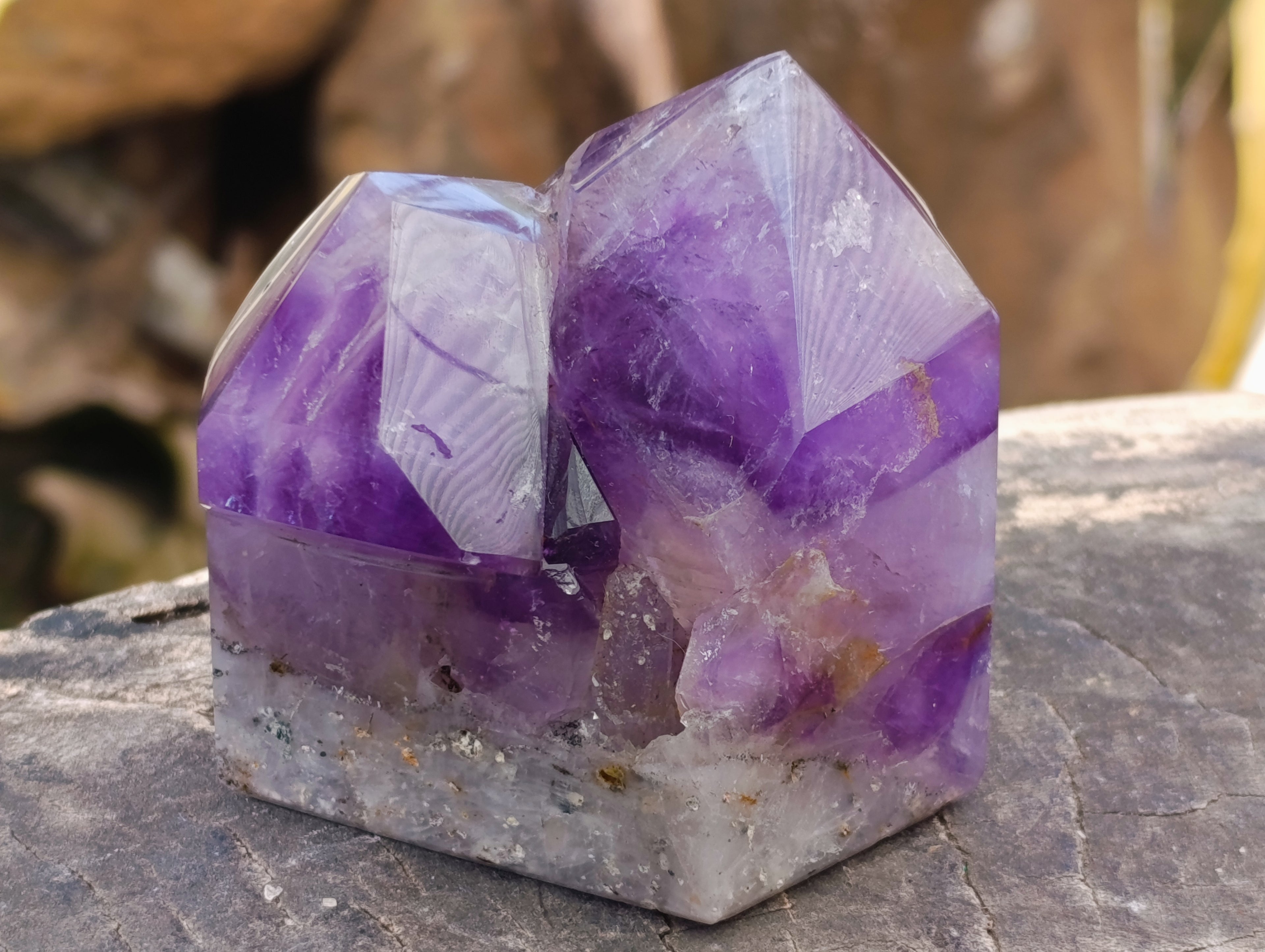 Polished Window Amethyst Quartz Crystals x 3 From Akansobe, Madagascar - Toprock Gemstones and Minerals 