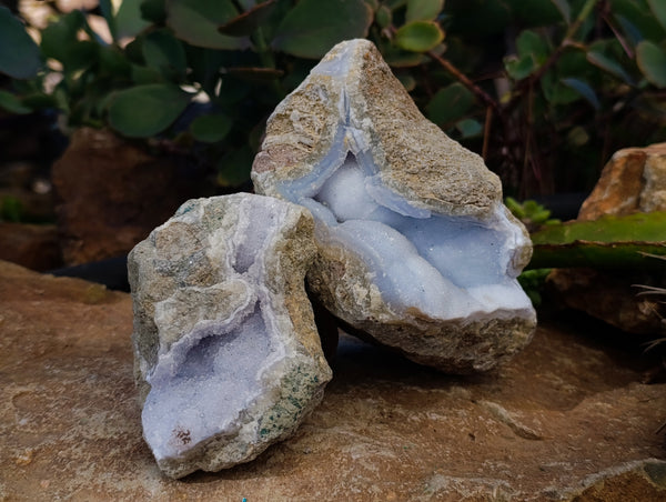 Natural Blue Lace Agate Geodes x 6 From Nsanje, Malawi