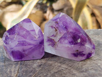 Polished Window Amethyst Quartz Crystals x 3 From Akansobe, Madagascar
