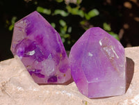 Polished Window Amethyst Quartz Crystals x 3 From Akansobe, Madagascar
