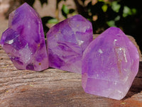 Polished Window Amethyst Quartz Crystals x 3 From Akansobe, Madagascar