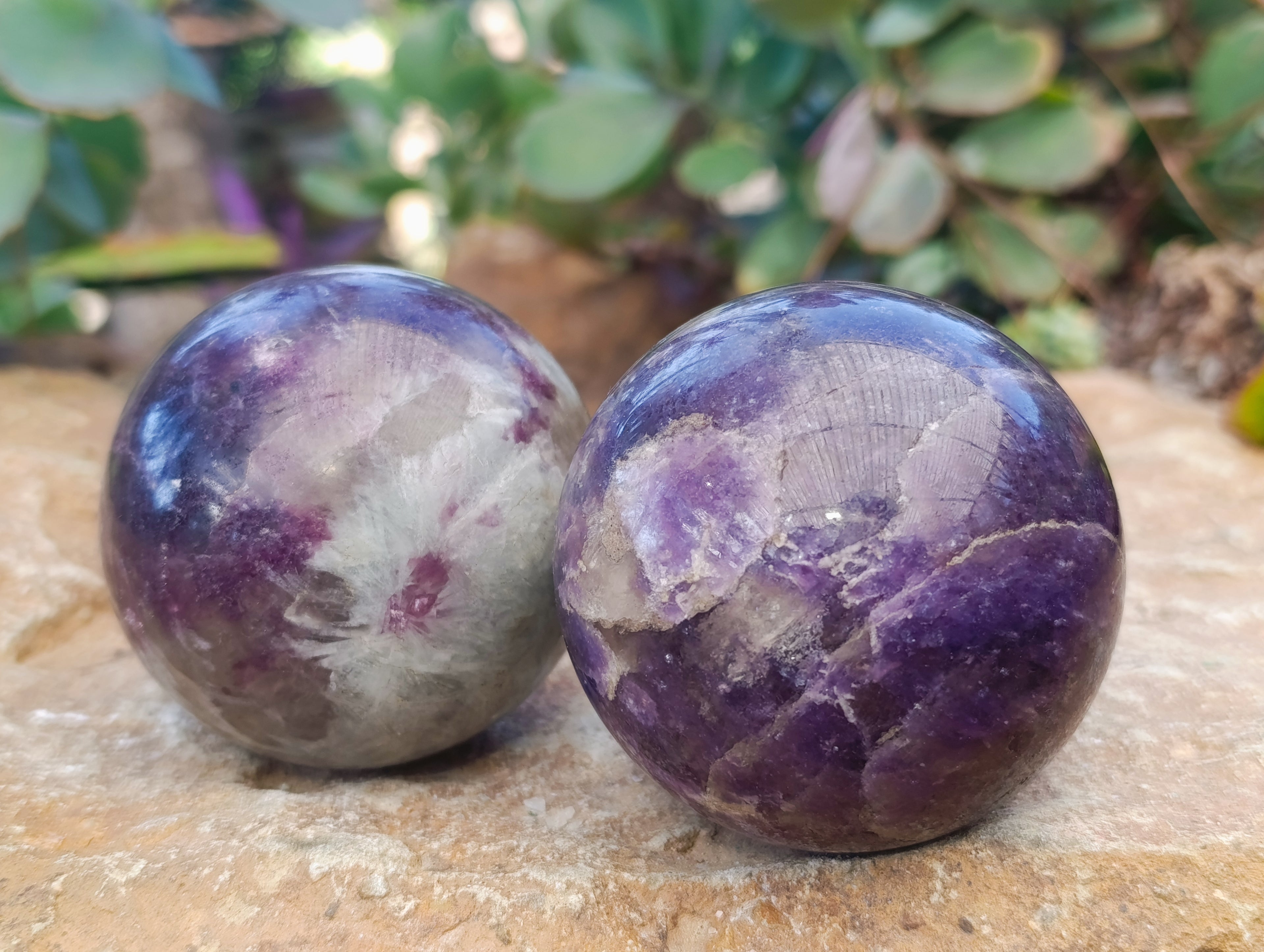 Polished Lepidolite Spheres x 3 From Vakinankaratra, Madagascar - Toprock Gemstones and Minerals 