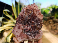 Natural Red Hematoid Quartz Clusters x 3 From Karoi, Zimbabwe