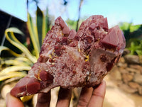 Natural Red Hematoid Quartz Clusters x 3 From Karoi, Zimbabwe