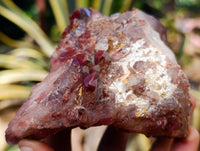 Natural Red Hematoid Quartz Clusters x 3 From Karoi, Zimbabwe
