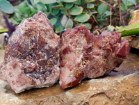 Natural Red Hematoid Quartz Clusters x 3 From Karoi, Zimbabwe