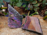 Polished On One Side Labradorite Plates x 6 From Tulear, Madagascar