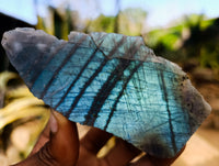 Polished On One Side Labradorite Plates x 6 From Tulear, Madagascar