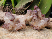 Natural Red Hematoid Quartz Clusters x 2 From Karoi, Zimbabwe