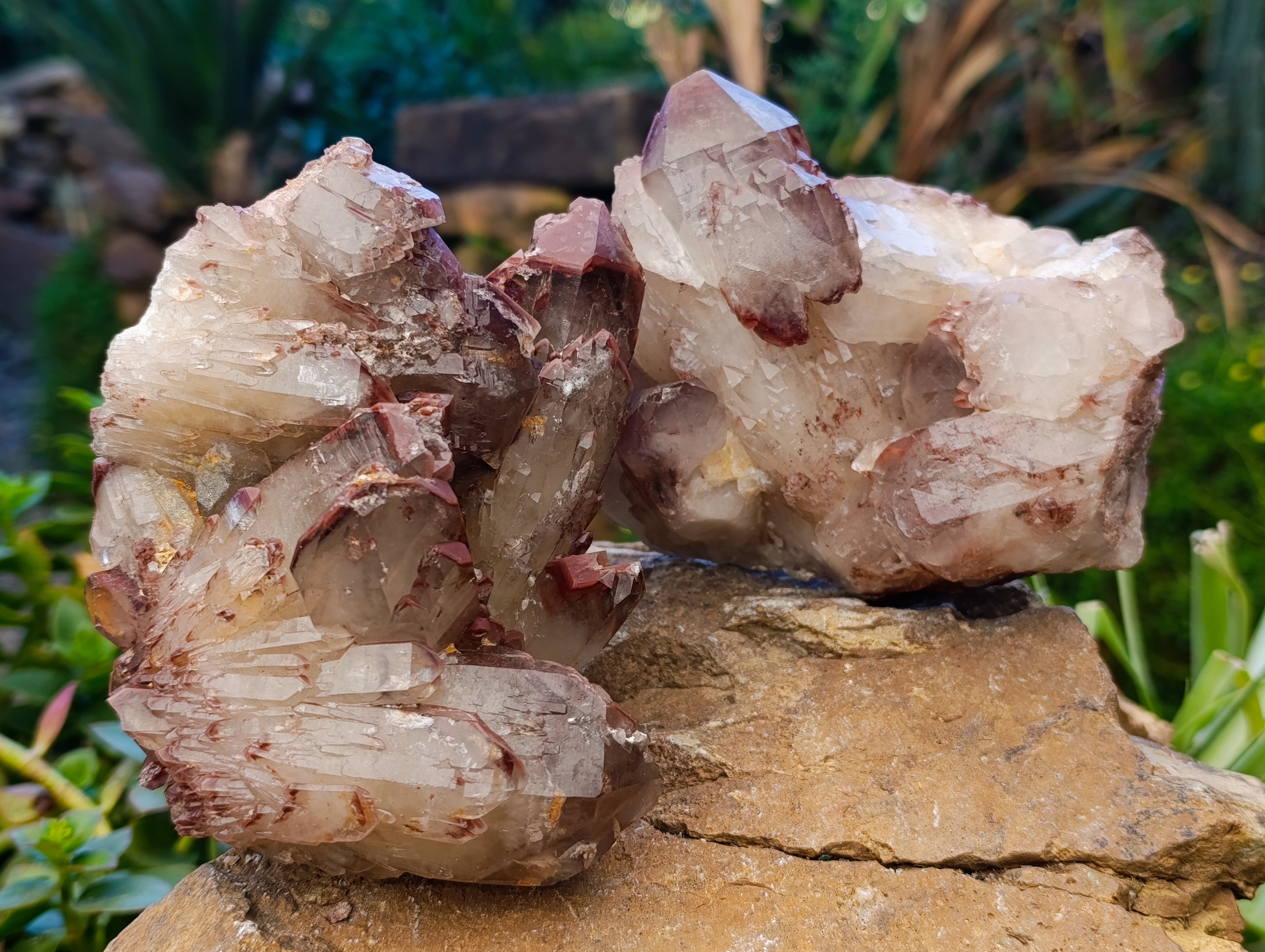 Natural Red Hematoid Quartz Clusters x 2 From Karoi, Zimbabwe - Toprock Gemstones and Minerals 