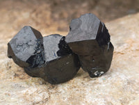 Natural Small Terminated Schorl Black Tourmaline Crystals with a little Hyalite Opal x 70 From Erongo, Namibia