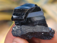 Natural Small Terminated Schorl Black Tourmaline Crystals with a little Hyalite Opal x 70 From Erongo, Namibia