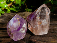 Polished Window Amethyst Quartz Crystals with Enhydro and Scepter x 3 From Akansobe, Madagascar