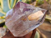 Polished Window Amethyst Quartz Crystals with Enhydro and Scepter x 3 From Akansobe, Madagascar