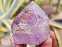 Polished Window Amethyst Quartz Crystals with Enhydro and Scepter x 3 From Akansobe, Madagascar