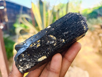 Natural XL Fibrous and Stepped Schorl Black Tourmaline Crystals x 3 From Erongo, Namibia