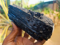 Natural XL Fibrous and Stepped Schorl Black Tourmaline Crystals x 3 From Erongo, Namibia