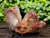 Natural Red Hematoid Quartz Clusters x 3 From Karoi, Zimbabwe