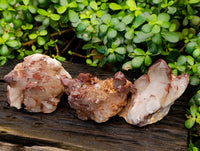 Natural Red Hematoid Quartz Clusters x 3 From Karoi, Zimbabwe