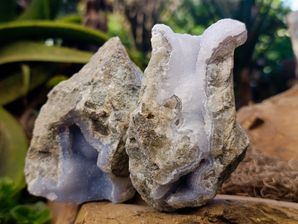 Natural Blue Lace Agate Geodes x 5 From Nsanje, Malawi - Toprock Gemstones and Minerals 