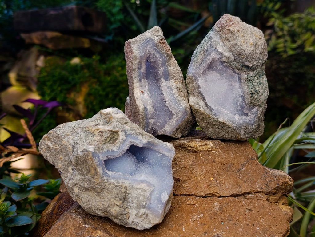 Natural Blue Lace Agate Geodes x 5 From Nsanje, Malawi - Toprock Gemstones and Minerals 