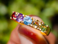 Polished Selection of 9 Carat Gold Plated Faceted Rings x 12 From Southern Africa