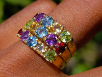 Polished Selection of 9 Carat Gold Plated Faceted Rings x 12 From Southern Africa